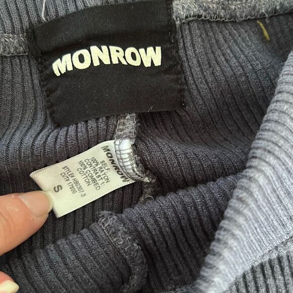 MONROW gray ribbed ankle length sweatpants comfort pants lounge pants size S - Picture 3 of 4